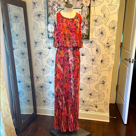 Calvin Klein Red and Pink Maxi Dress - Picture 1 of 3